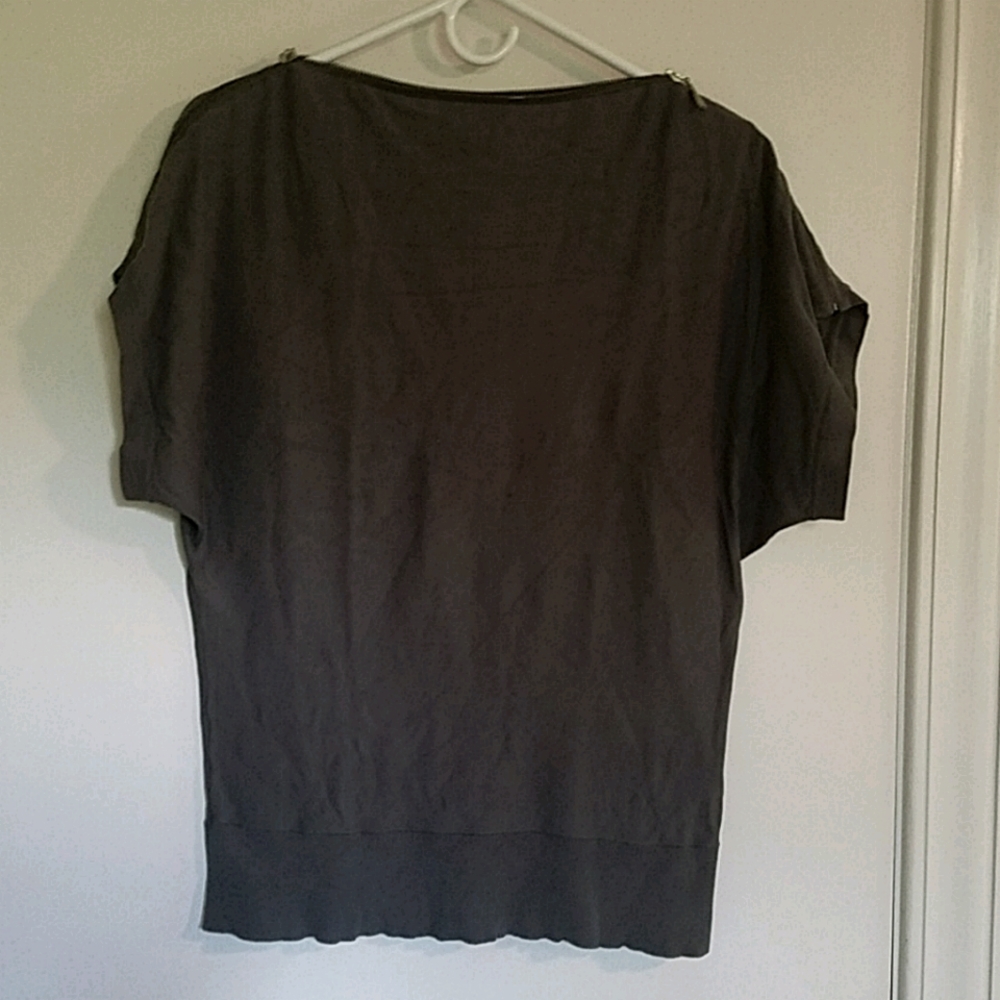 August Silk Olive Zipper Blouse